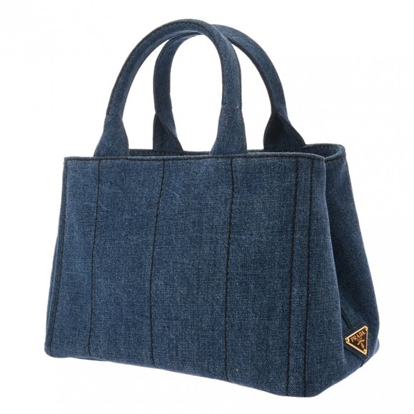PRADA Prada Canapa Tote Blue 1BG439 Women's Denim Handbag - Picture 3 of 13